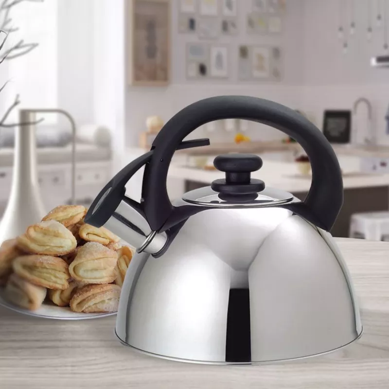 Virdulys Maestro MR1302 nerūdijančio plieno 2,5 l, tinkamas indukcijai, atverčiamas švilpukas, juoda rankena