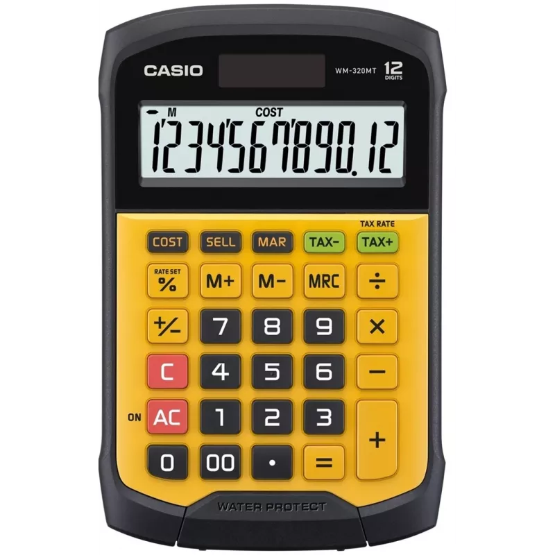 CASIO SKAIČIUOKLIS BIURO ATSPARUS VANDENIUI WM-320MT-S, 12 skaitmenų ekranas. Nuimama klaviatūra, 108,5x168,5, Atsparumo vandeniui ir nešvarumams lygis: IP54