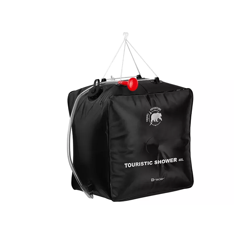 Nešiojamas 40 l lauko dušas TRACER CampPump 40L, gravitacinis stovyklavimo dušas, rankinis purkštukas
