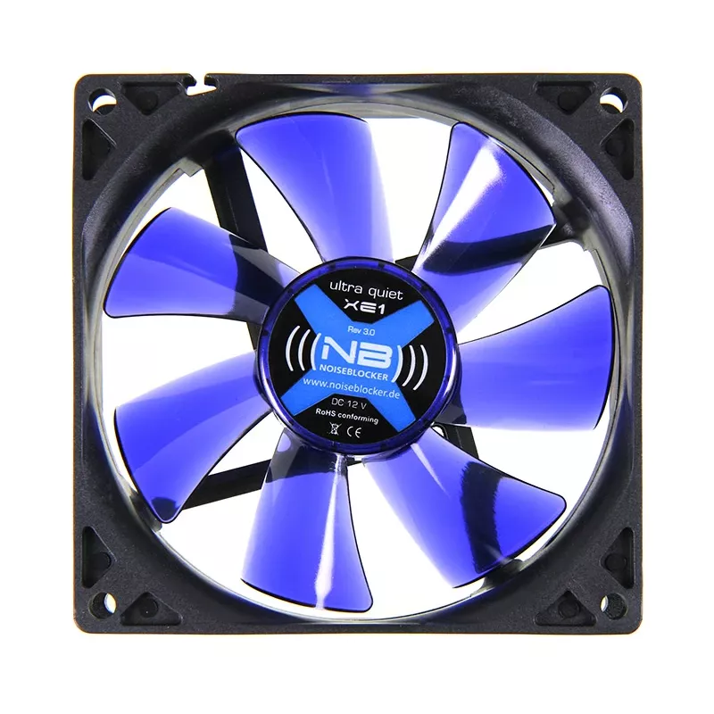 Kompiuterio korpuso ventiliatorius NoiseBlocker JuodaSilentFan XE1 92 mm, 1500 RPM, 17 dB, 50 m³/h, 4 V, juodas