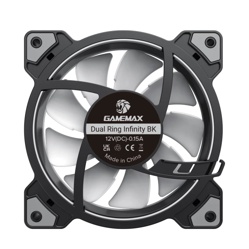 Gamemax | Ventiliatorius korpusui | DUAL RING INFINITY | Juodas