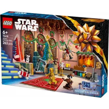 Konstruktorius LEGO Star Wars Advento kalendorius 2025 — rinkinys 75418, sezoninės surenkamos minifigūrėlės ir modeliai