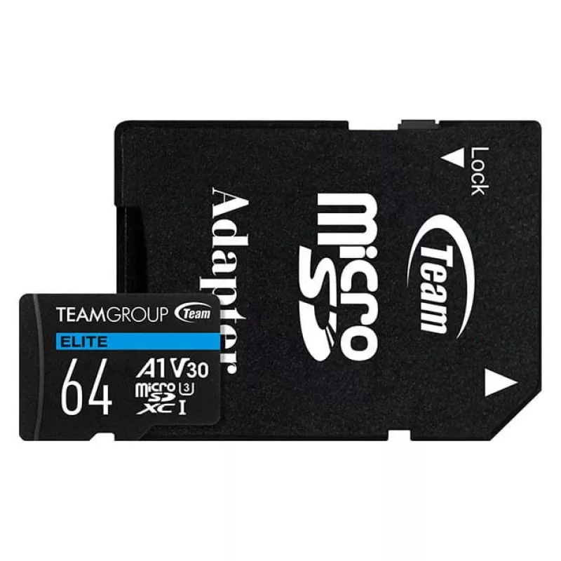 Flash kortelė Micro-SD 64GB-XC Team Elite A1 V30 - Micro SD (TEAUSDX64GIV30A103)