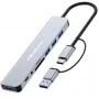 QOLTEC USB-C šakotuvas 4x USB + SD/TF kortelių skaitytuvas modelis 53794
