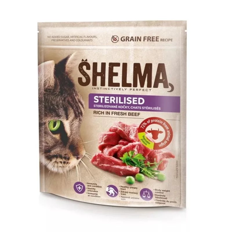 SHELMA Sterilised Beef - sausas kačių maistas - 8kg