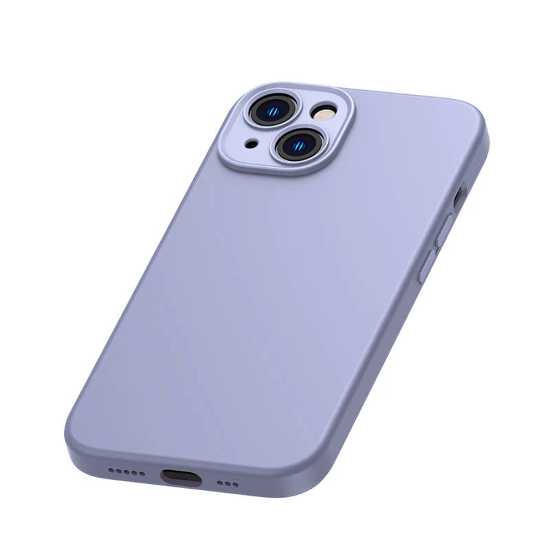 Baseus Liquid Silica Gel dėklas iPhone 14 Plus (levandų) + grūdintas stiklas + valymo rinkinys