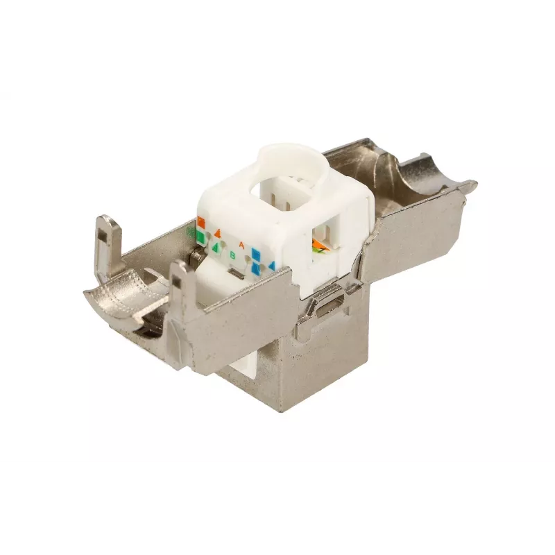 Extralink Keystone CAT6A STP RJ45 kampinis metalinis keystone lizdas, vieno prievado