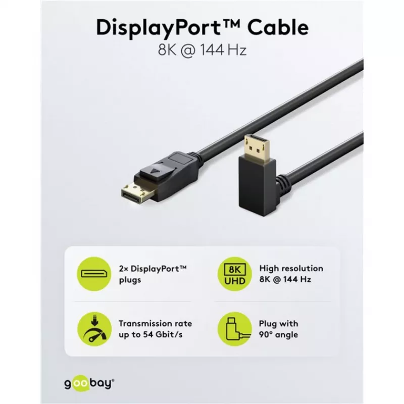 DisplayPort laidas WENTRONIC 77058 — 54 Gbit/s, iki 8K, 144 Hz