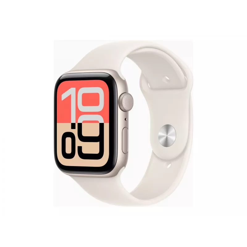 Apple Watch SE 3 GPS 44mm žvaigždžių šviesos aliuminio korpusas su žvaigždžių šviesos sporto juosta M/L | Apple