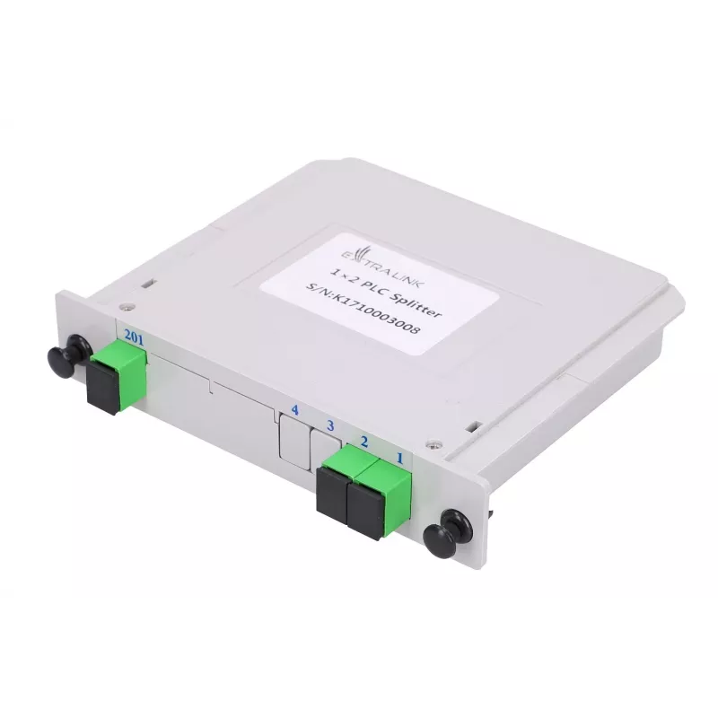 Optinis PLC skirstytuvas 1:2 SC/APC lizdinio tipo, Extralink, juodas ABS