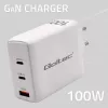 Įkroviklis QOLTEC 100W GaN USB-C Dual PD 5–20V 1,5–5A, 2×USB-C