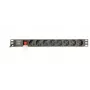 Maitinimo skirstymo blokas GEMBIRD EG-PDU-014 — 8× F tipo lizdai, 16 A, 3 m laidas, 1U stovas, 3680 W, juodas
