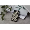 Išmaniojo telefono dėklas iKins, skirtas iPhone XR — piramidės raštas, juodas