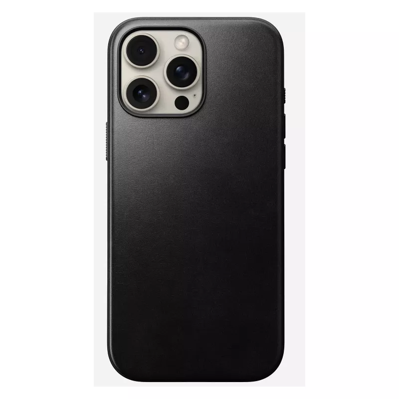 Mobiliojo telefono dėklas Nomad Modern Leather Case, skirtas iPhone 16 Pro Max, 6,9 colio (17,5 cm), juodas, oda+PC+TPU