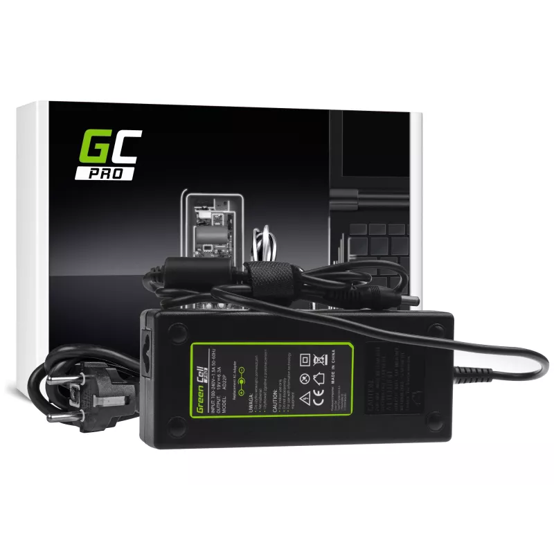 Maitinimo adapteris/inverteris Green Cell AD22P 120 W 19 V 6.3 A, skirtas ASUS nešiojamiesiems kompiuteriams, vidaus naudojimui, juodos spalvos