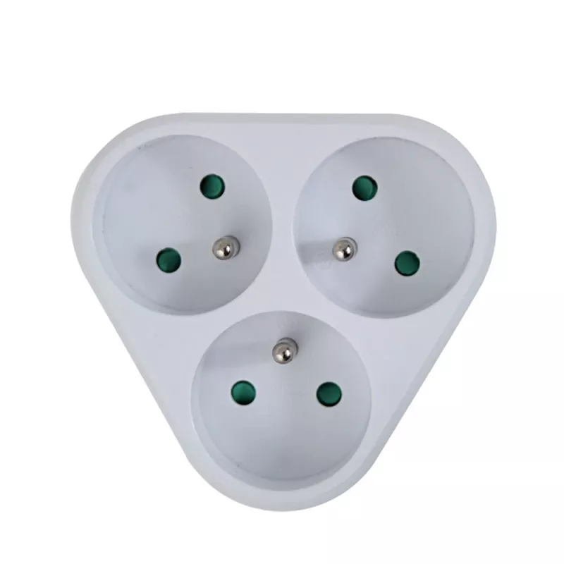 3 lizdų elektros adapteris ESPERANZA ELK303W, E tipo kištukas, 16 A, 220–240 V, su įžeminimu, baltas