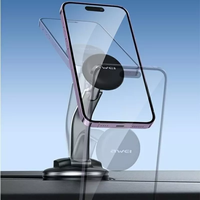 Magnetinis telefono laikiklis Awei X45, skirtas tvirtinti prie priekinio stiklo ir prietaisų skydelio, suderinamas su išmaniaisiais telefonais
