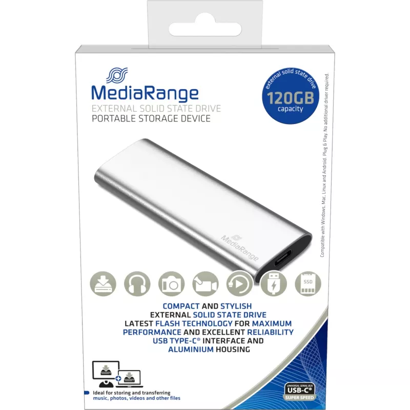 SSD diskas MediaRange 120GB M.2 USB Type-C 3.2 Gen 2 MR1100