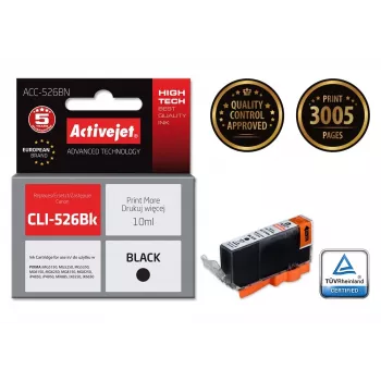 Activejet ACC-526BN rašalas (pakaitalas Canon CLI-526Bk; Supreme; 10 ml; juodas)