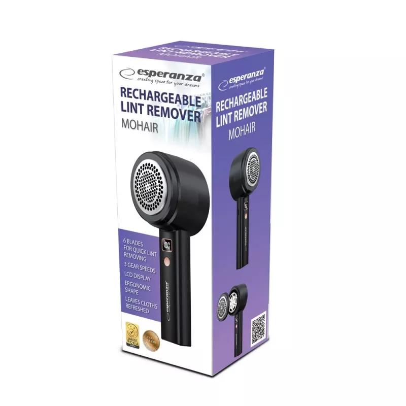 Audinio skustuvas ESPERANZA ECS012 nešiojamas baterijomis maitinamas pūkelių šalinimo prietaisas, 8W, 1200 mAh, USB-C