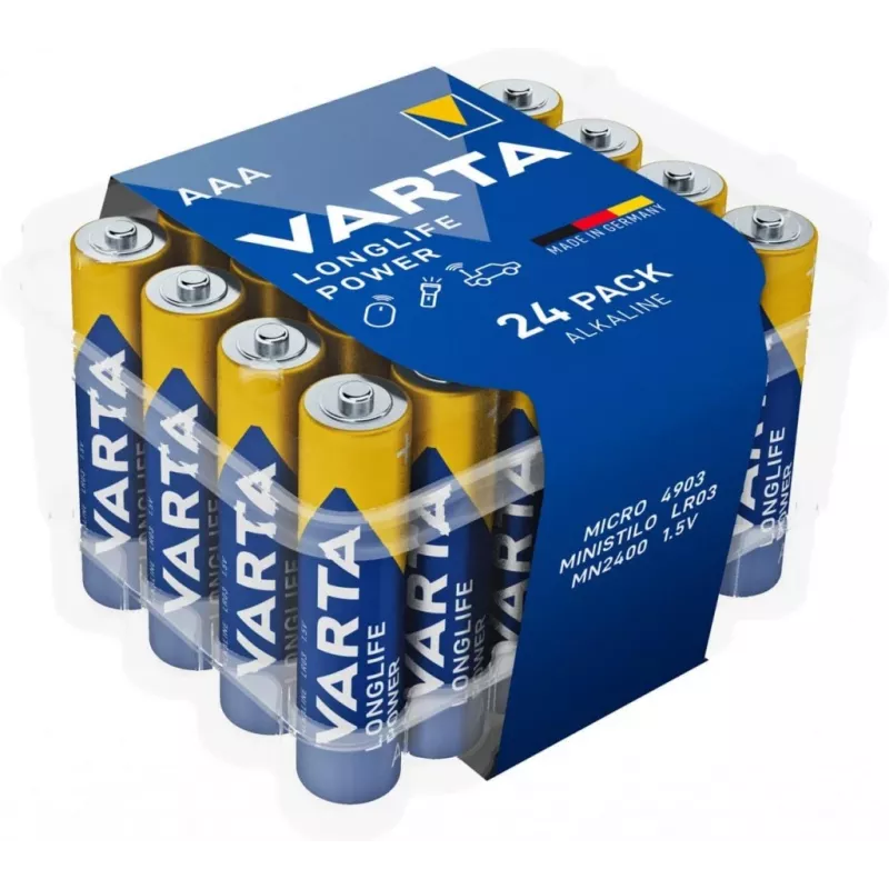 Šarminių baterijų rinkinys Varta AAA (R3) Longlife Power — 24 vnt.