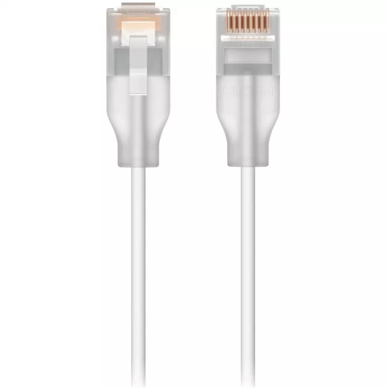 Tinklo komutacinis kabelis UBIQUITI UACC-Cable-Patch-EL Cat6 RJ-45 2.5GbE PoE++ 0,15 m permatomas baltas (24 vnt.)
