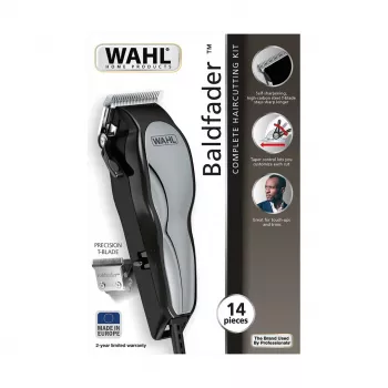 Plaukų kirpimo mašinėlė Wahl 20107.0460 Baldfader — laidinė kintamosios srovės kirpimo mašinėlė, 6 ilgio pakopos, 1–13 mm, 45 mm pjovimo plotis, Juoda/Chromuota