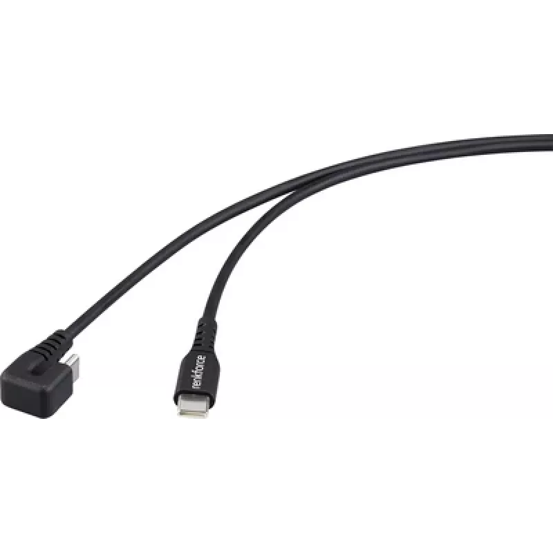 Renkforce USB laidas USB 2.0 USB-C kištukas juodas 180° spiralinis (RF-6721078)