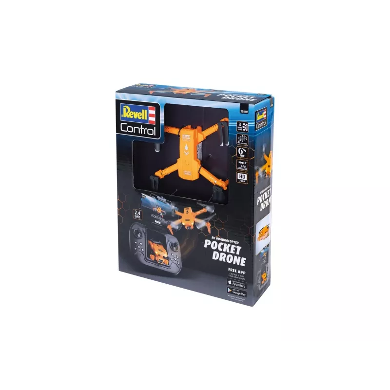 RC kvadrokopteris REVELL Pocket Drone 23810 — 2,4 GHz, 4 kanalų nuotolinio valdymo pultas