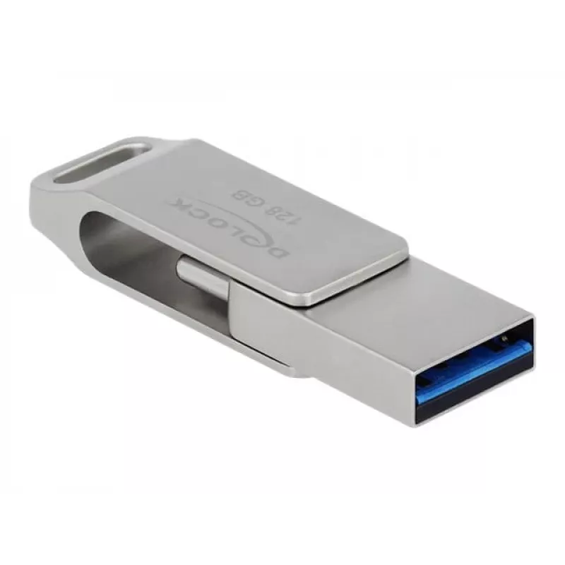 USB Flash Drive DeLOCK 128GB USB-C Type-A Swivel Model