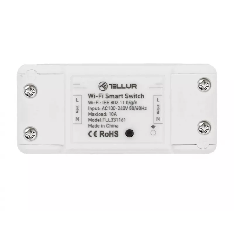 Inlinis WiFi jungiklis Tellur TLL331161 2200W — išmanioji inlinė relė lempoms ir prietaisams