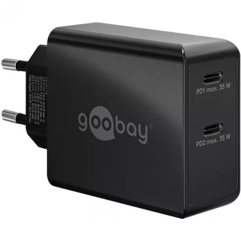 Vidinis įkroviklis Goobay 61757 Greitasis įkrovimas USB Type-C 2 prievadai Juodas