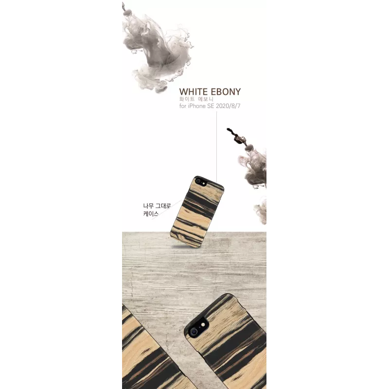 Telefono dėklas Man and Wood, skirtas iPhone 7/8 — balta su juoda juodmedžio apdaila