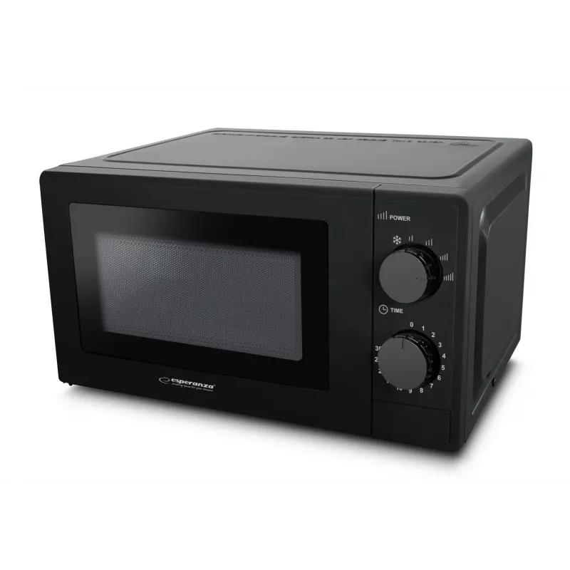 Solo mikrobangų krosnelė ESPERANZA ESTOFADO — 20 l, 700 W, 5 galios lygiai, 24,5 cm sukamoji lėkštė, juoda