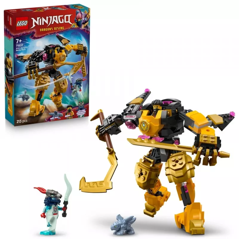 LEGO statybinis rinkinys NINJAGO 71839 Arino Spinjitzu mūšio mecha, 213 dalių, 2 mini figūrėlės, aukštis 160 mm