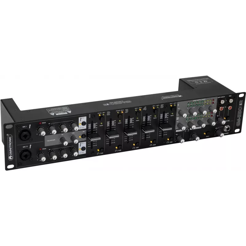 Pramoginis maišytuvas Omnitronic EM-550B MK2 5 kanalų USB maišytuvas su EQ ir mikrofonų įvestimis