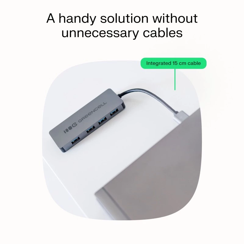 USB šakotuvas Green Cell HUB-GC-A4A — 4 prievadų USB-A 3.0 šakotuvas