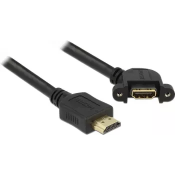 DeLOCK - Vaizdo/Garso/Tinklo kabelis - HDMI - 28 AWG - HDMI, 19 kontaktų (W) - HDMI, 19 kontaktų (V) - 1,0 m - Juodas - 110 laipsnių kampinė jungtis (85103)