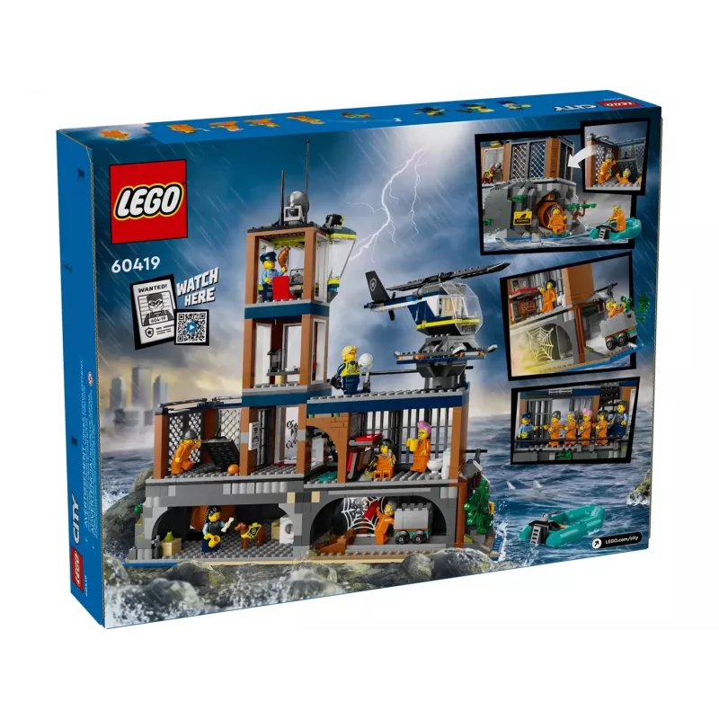 “LEGO City” policijos nuovados ir kalėjimo salos konstrukcinis žaislas 60419 — 980 dalių, 7 minifigūrėlės, 370×400×160 mm