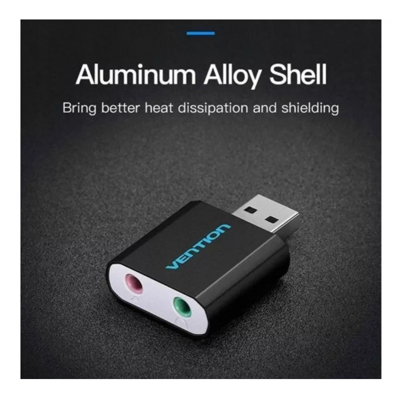Vention USB išorinė garso plokštė, juoda, metalinė