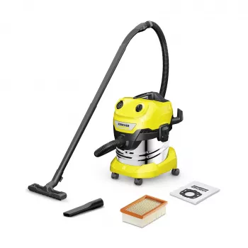 Būgninis dulkių siurblys Karcher WD 4 S V-20/5/22 — 20 l nerūdijančio plieno bakas, 5 m laidas, 1000 W, sausam ir šlapiam valymui