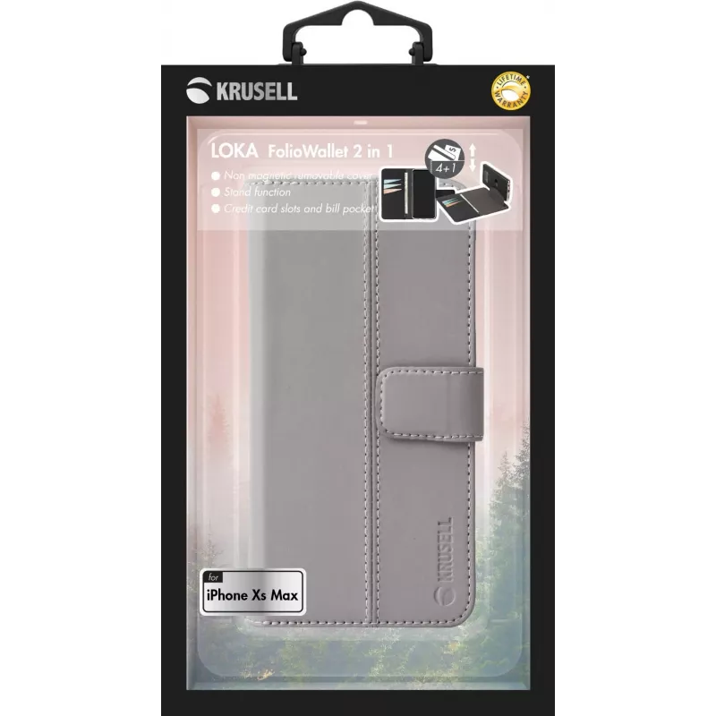 Folio dėklas Krusell Loka iPhone XS Max 16.5 cm pilkas
