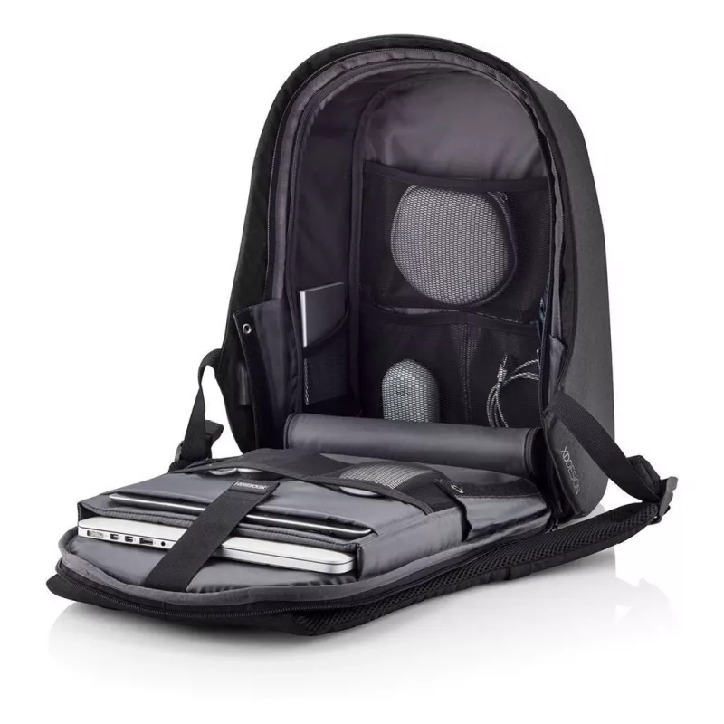 Kuprinė XDDESIGN Bobby Hero Small, apsaugota nuo vagystės, 11,5 l, planšetei iki 12,9 colio, PET/putplastis, juoda