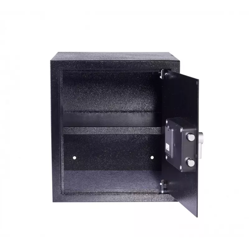 Biuro seifas Yale YSV/390/DB2 — 40 l plieno seifas, juodas, kombinuota spyna, montuojamas ant grindų / sienos