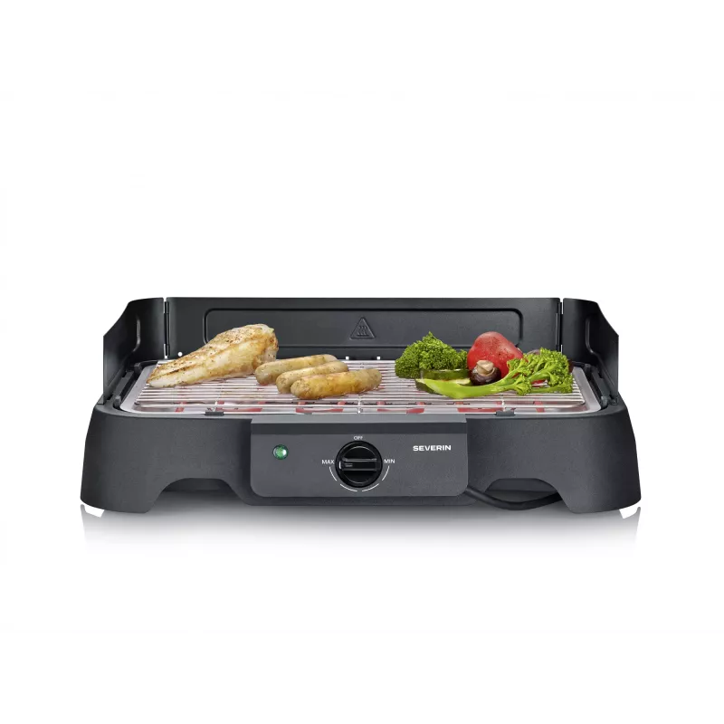 SEVERIN stalinis elektrinis grilis PG 8593, 2000 W, stačiakampės grotelės, juodas