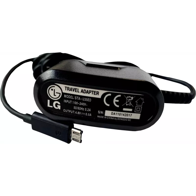 LG įkroviklis STA-U33/U34/U35, 0,5A, Micro USB, juodas, OEM pakuotė (STA-U34)