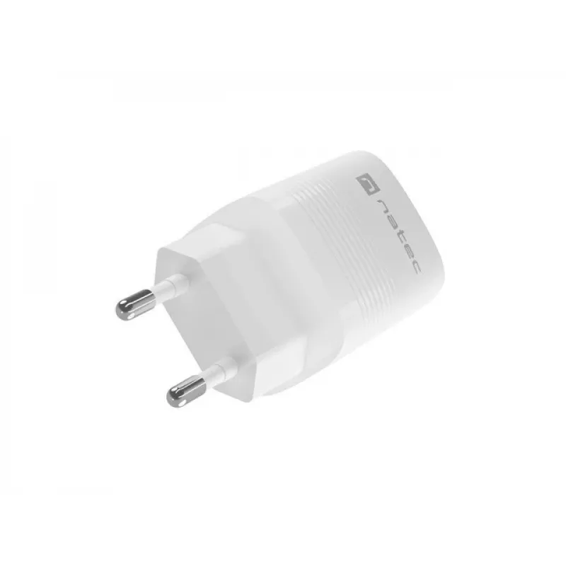 Laidinis mobiliųjų įrenginių įkroviklis NATEC NUC-2140, 30W, USB-C PD 3.0 + USB-A, Samsung AFC, Baltas
