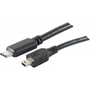 USB laidas S/CONN 77144-1.0 USB 2.0 1 m USB C Mini-USB B Juodas