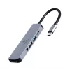 Gembird A-CM-COMBO5-02 nešiojamojo kompiuterio dokas / prievadų replikatorius, laidinis, USB 3.2 Gen 1 (3.1 Gen 1) Type-C, sidabrinis