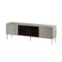 TV spintelė su židiniu Cama Meble TRESSE 180x40x54,5 cm — juodas rėmas, matinis smėlio spalvos viršus
